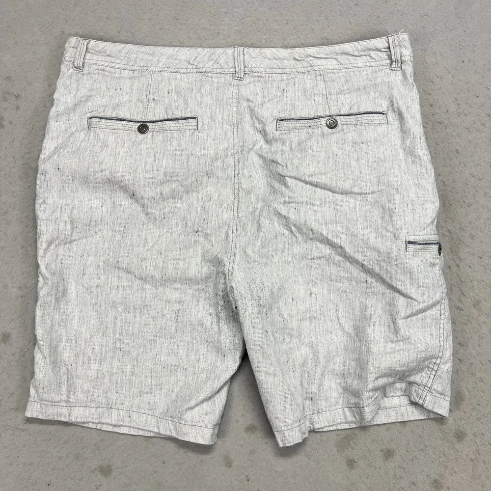 Carbon 2 Cobalt Mens Gray Cotton Linen Blend Shorts Size 40 Flat Front Casual